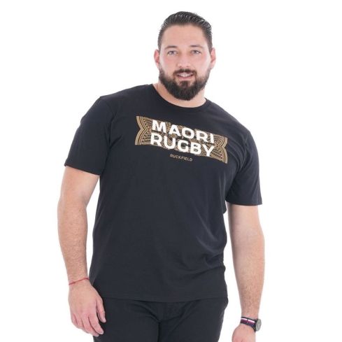 T-shirt Rugby Maori Manches Courtes Noir 2025/2026 - Ruckfield